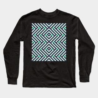 Abstract Geometric Green and Blue Long Sleeve T-Shirt